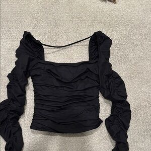 Elegant Black Ruched Women's Top